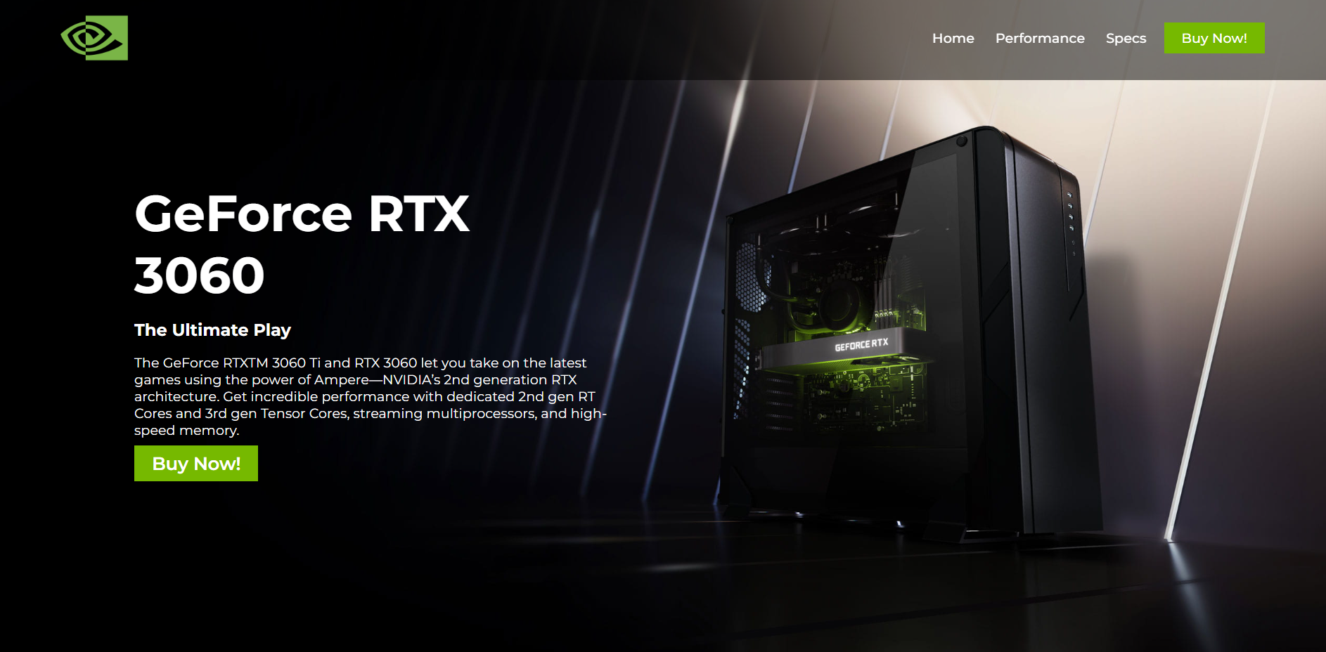 RTX 3060 Landing Page